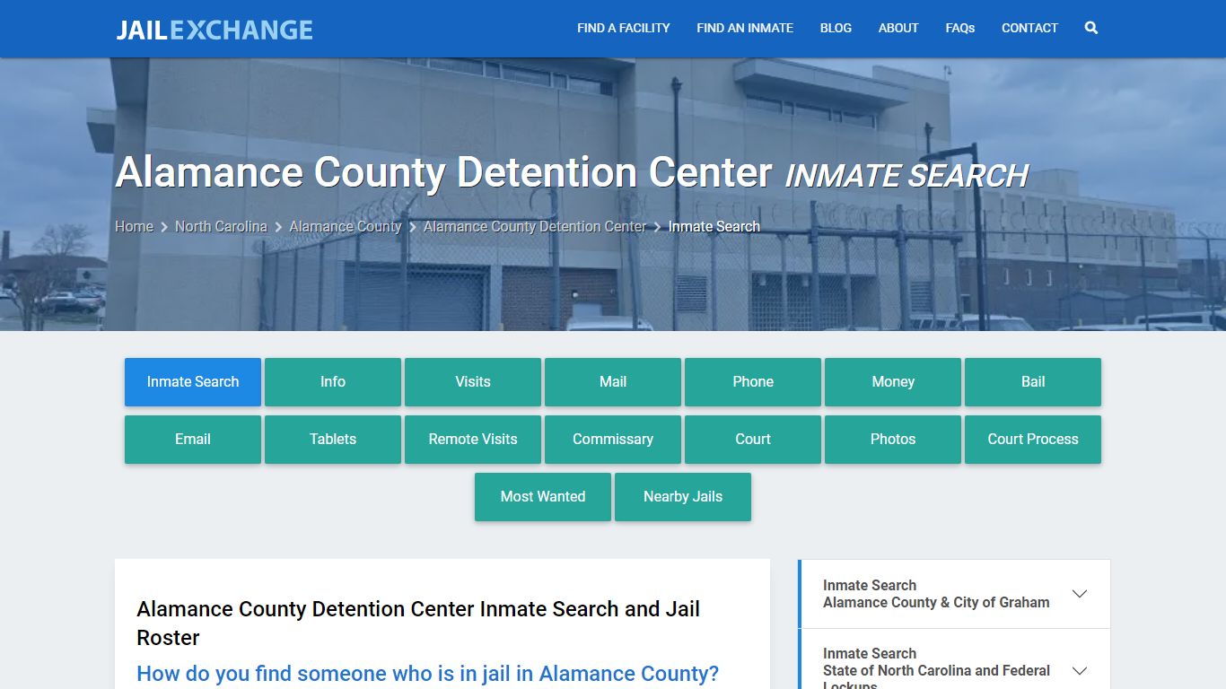 Alamance County Detention Center Inmate Search - Jail Exchange
